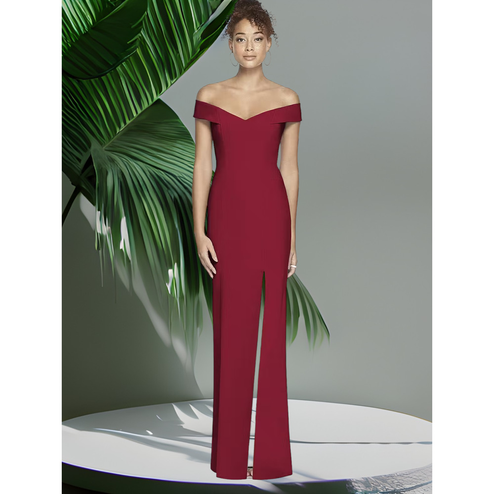 (78% OFF) NWT Dessy Collection Red off Shoulder Trumpet Gown Size 8 MSRP: $265